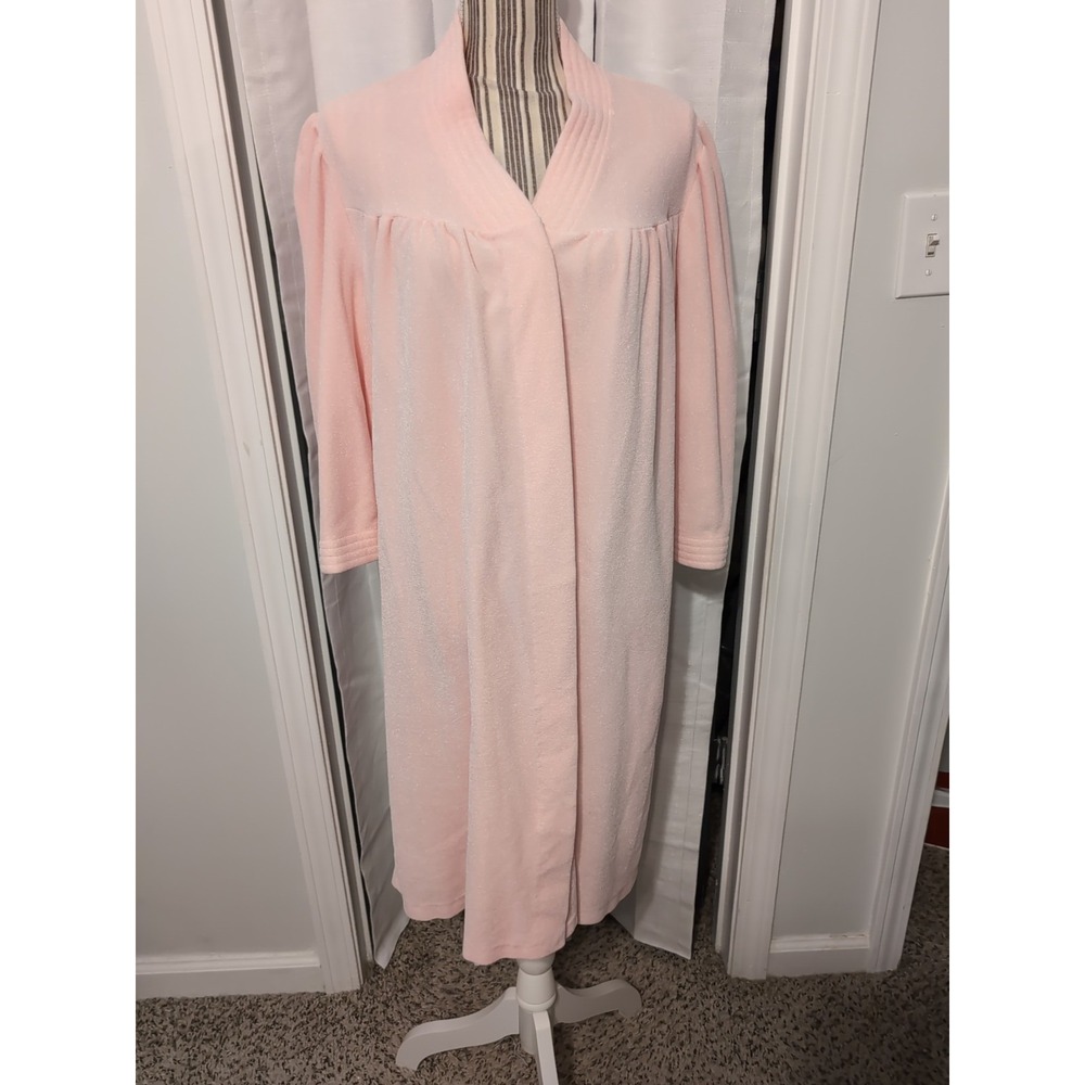 Vintage Vanity Fair Robe Pink Snap Buttons Large Cozy Grannycore Cottage